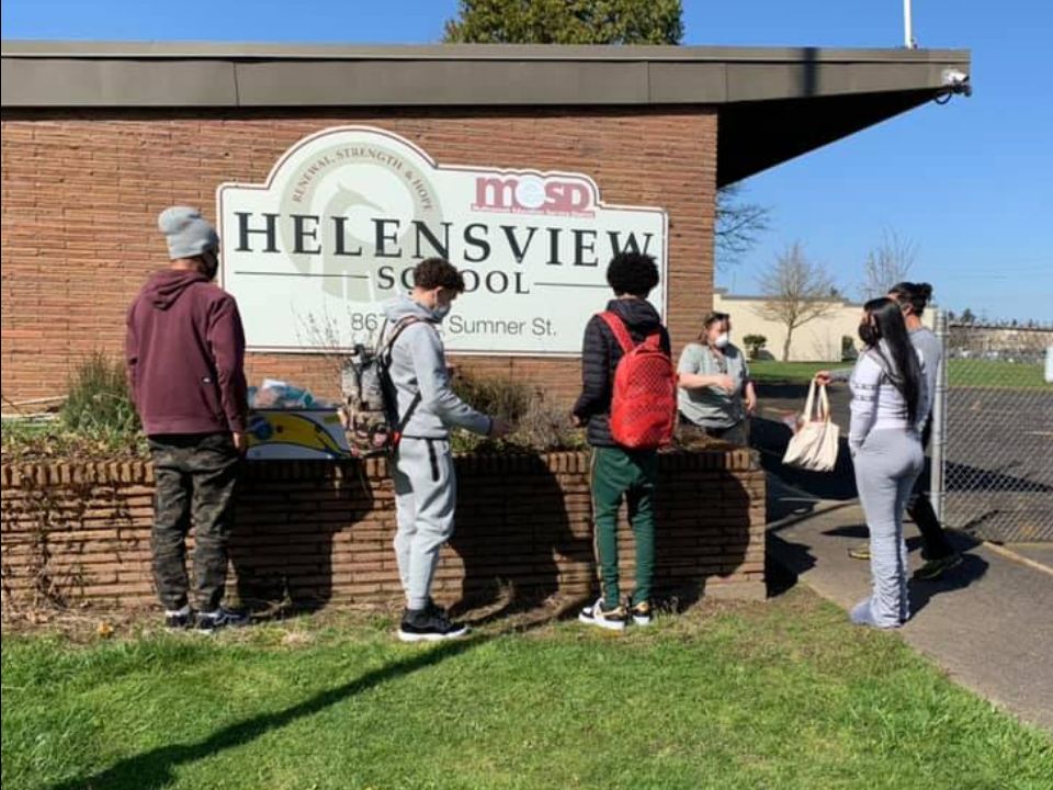 Students outside Helensview
