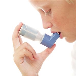 Student using inhaler