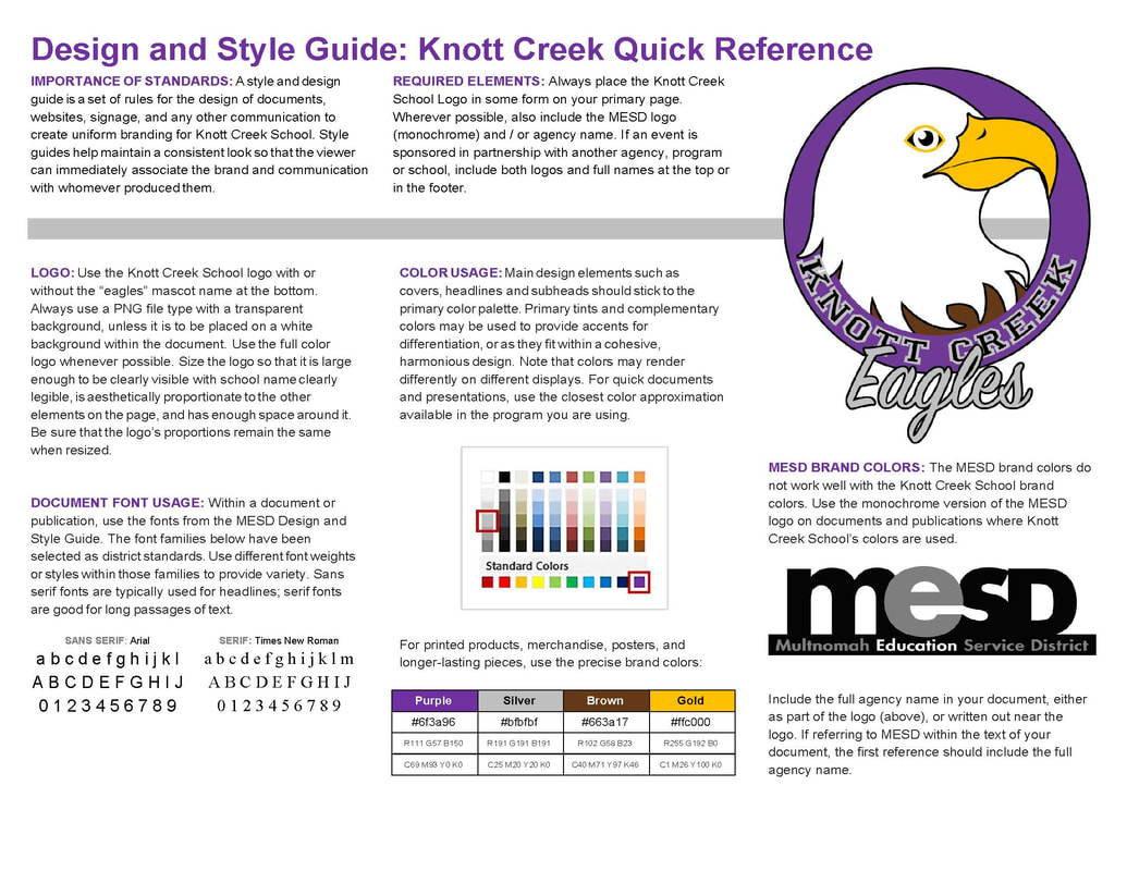 Knott Creek Design & Style Guide Quick Reference