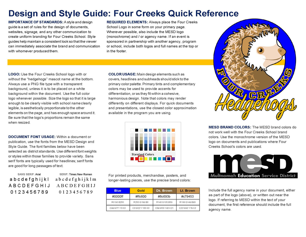 Four Creeks Design & Style Guide Quick Reference