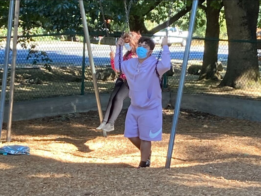 student on swing